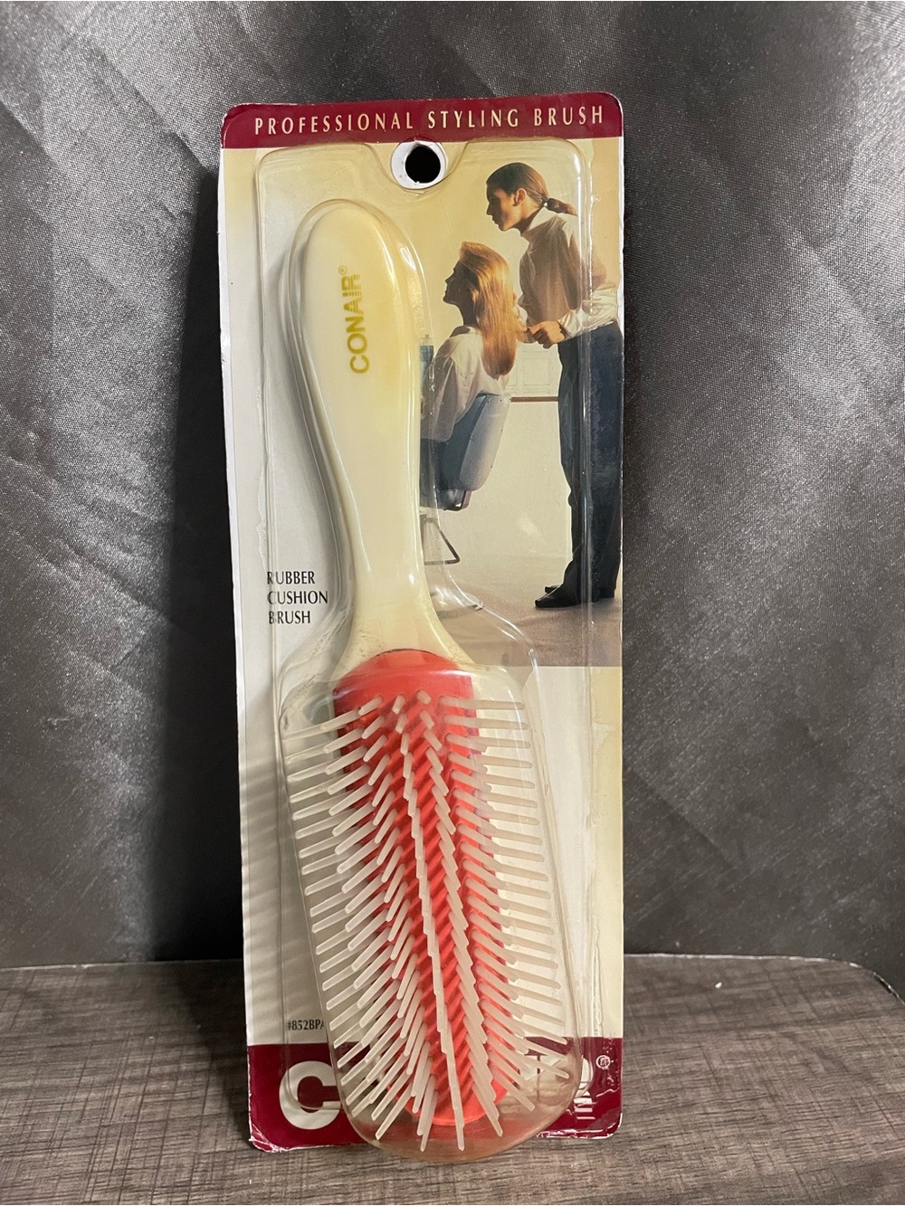 Vintage Conair 7 Row Rubber Cushion Hair Brush 852BPA New Sealed Deadstock Retro